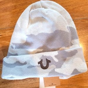 Brand new true religion Beanie! Unisex white and gray camo! Free shipping!